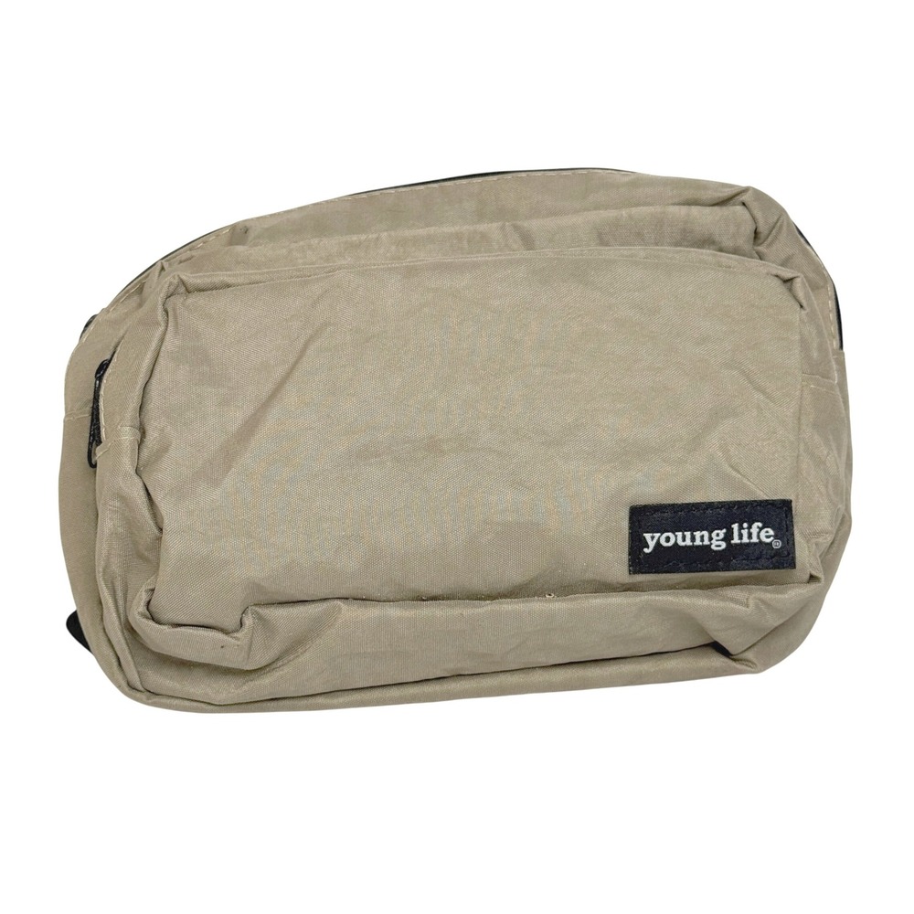 Young Life Unisex‎ Fanny Pack Beige Black Belt Waist Bag Outdoors